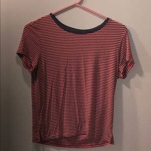 red white and blue striped american eagle tshirt